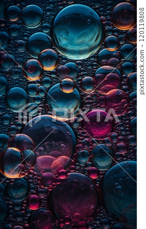 Vibrant oil bubbles in water: abstract liquid art with colorful pastel hues Vibrant oil bubbles in water: abstract liquid art with colorful pastel hues 120119808