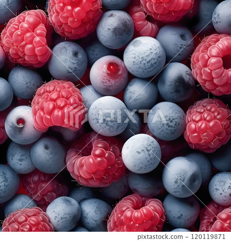 Fresh raspberries and blueberries background: vibrant natural fruit texture stock photography Fresh raspberries and blueberries background: vibrant natural fruit texture stock photography 120119871