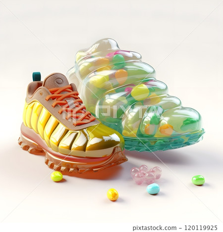 Colorful candy sneakers: playful fusion of fashion and sweet treats 120119925