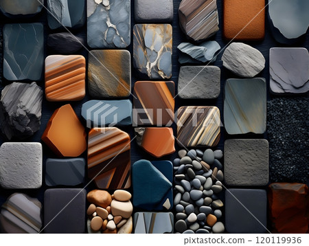 Diverse stone textures: a showcase of natural patterns and colors in modern design 120119936