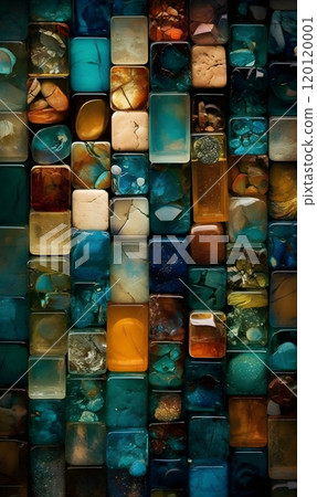 Vibrant abstract mosaic tiles: a palette of rich hues and textural depths 120120001