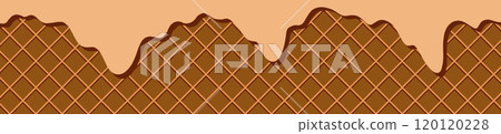 Chocolate Waffle seamless pattern background texture. for ice cream cones, candy, and cake. Flat vector illustration isolated on white background. Chocolate Waffle seamless pattern background texture. for ice cream cones, candy, and cake. Flat vector illustration isolated on white background. 120120228
