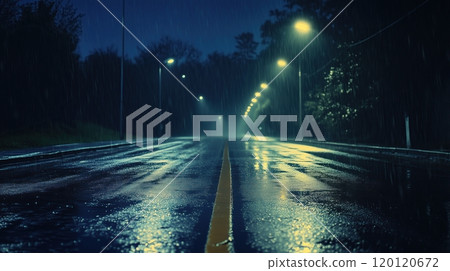 rainy road night 120120672