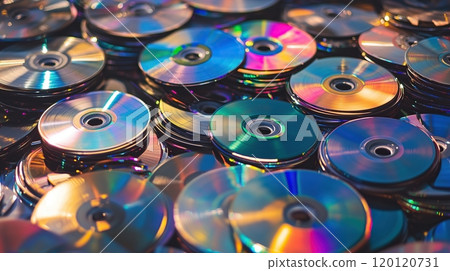 Colorful stack of CDs in a chaotic pile Colorful stack of CDs in a chaotic pile 120120731