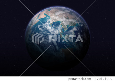 Earth globe on starry background. 120121909