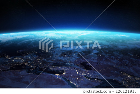 Nightly Earth planet. Space banner template. 120121913