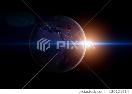 Space, Sun and planet Earth. 120121914
