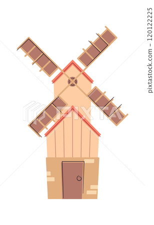Wooden windmill farm building illustration Wooden windmill farm building illustration 120122225