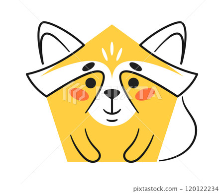 Raccoon animal pentagon geometric shape 120122234
