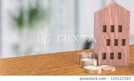 The House and coins for property or investment concept 3d rendering. The House and coins for property or investment concept 3d rendering. 120122583