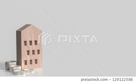 The House and coins for property or investment concept 3d rendering. 120122586
