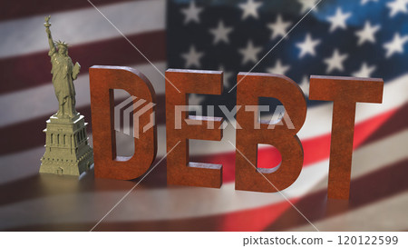 The Statue of Liberty and debt rusty for Business concept 3d rendering. 120122599