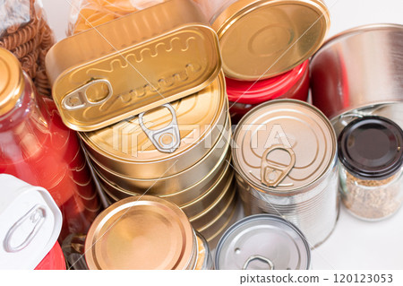 Food Reserves: Canned Food, Spaghetti, Pate, Tuna, Tomato Juice, Pasta, Fish and Grocery Food Reserves: Canned Food, Spaghetti, Pate, Tuna, Tomato Juice, Pasta, Fish and Grocery 120123053