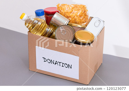 Donation Box of Free Food and Food Reserves Donation Box of Free Food and Food Reserves 120123077