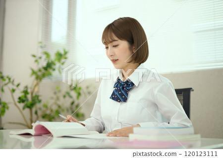 School girls studying 120123111