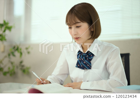 School girls studying 120123434