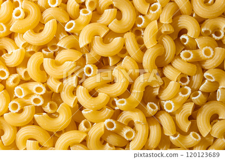 Uncooked Chifferi Rigati Pasta Background 120123689
