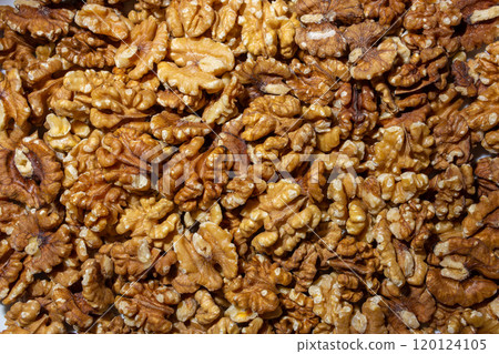 Scattered Shelled Walnuts. Background from Walnut 120124105