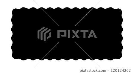 Rectangle shape with wavy edges. Rectangular form with curvy borders. Empty text box, stamp, tag or label isolated on white background. Vector graphic illustration Rectangle shape with wavy edges. Rectangular form with curvy borders. Empty text box, stamp, tag or label isolated on white background. Vector graphic illustration 120124262