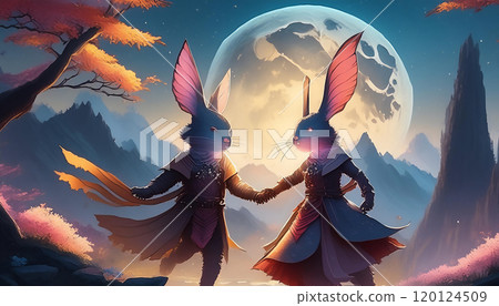 Rabbit couple from another world AI image Rabbit couple from another world AI image 120124509
