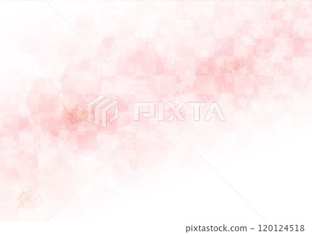 Cherry blossoms on Japanese paper with checkered pattern Cherry blossoms on Japanese paper with checkered pattern 120124518