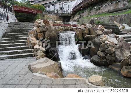 Arima Onsen, one of Japan's three oldest hot springs, with steam rising from the hot springs Arima Onsen, one of Japan's three oldest hot springs, with steam rising from the hot springs 120124536