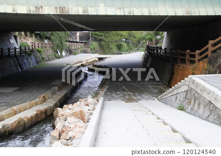 Arima Onsen, one of Japan's three oldest hot springs, with steam rising from the hot springs 120124540