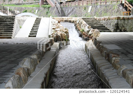 Arima Onsen, one of Japan's three oldest hot springs, with steam rising from the hot springs 120124541