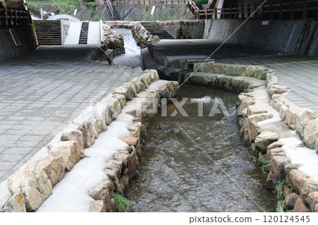 Arima Onsen, one of Japan's three oldest hot springs, with steam rising from the hot springs 120124545