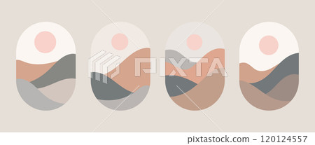 Vector illustration. Abstract flailing shapes of the stars and the erysipelas on the background. Smooth lines and pastel colors create a feeling of calm and naturalness. Vector illustration. Abstract flailing shapes of the stars and the erysipelas on the background. Smooth lines and pastel colors create a feeling of calm and naturalness. 120124557