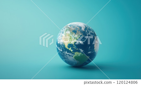 A stunning view of the Earth against a smooth turquoise background A stunning view of the Earth against a smooth turquoise background 120124806