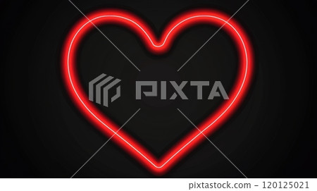 Bright neon heart glowing against a dark background 120125021