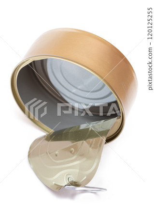 Opened Empty Tin Can Isolated on White Background 120125255