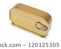 Unopened Rectangular Tin Can Isolated on White 120125305