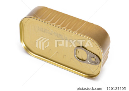 Unopened Rectangular Tin Can Isolated on White 120125305