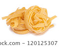 Two Classic Italian Raw Egg Fettuccine - Isolated on White Background 120125307