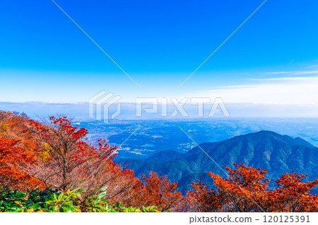 Autumn foliage and views from Mount Gozaisho's mountain park Autumn foliage and views from Mount Gozaisho's mountain park 120125391
