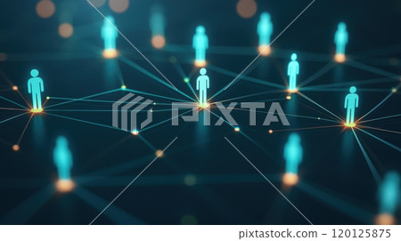 Digital network concept with glowing human figures connected. 120125875
