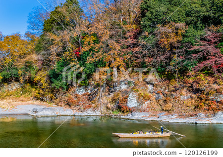 Nagatoro Valley, Saitama: Fall foliage-tinted rock formations and the Arakawa River Nagatoro Valley, Saitama: Fall foliage-tinted rock formations and the Arakawa River 120126199