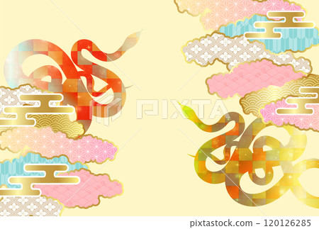 Snake New Year's card zodiac background Snake New Year's card zodiac background 120126285