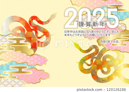Snake New Year's card zodiac background Snake New Year's card zodiac background 120126286
