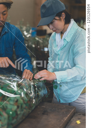 Shipping work at a flower farm Shipping work at a flower farm 120126934