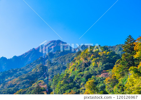 從山麓看到的御在所山，樹葉開始變色 120126967