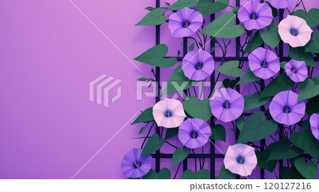 A vibrant display of purple flowers against a soft purple background A vibrant display of purple flowers against a soft purple background 120127216