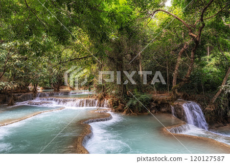 Kuang Si Waterfalls Turquoise Water Pools 120127587