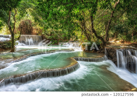 Kuang Si Waterfalls Turquoise Water Pools 120127596