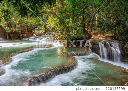 Kuang Si Waterfalls Turquoise Water Pools 120127599