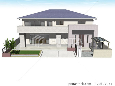 House, House, Detached house, Residence, Newly built, Model house (3DCG image) Only the sky 120127955