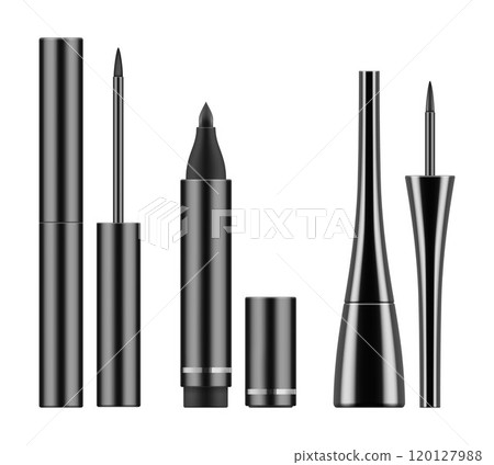 Black liquid eyeliners and pencil. Black liquid eyeliners and pencil. 120127988
