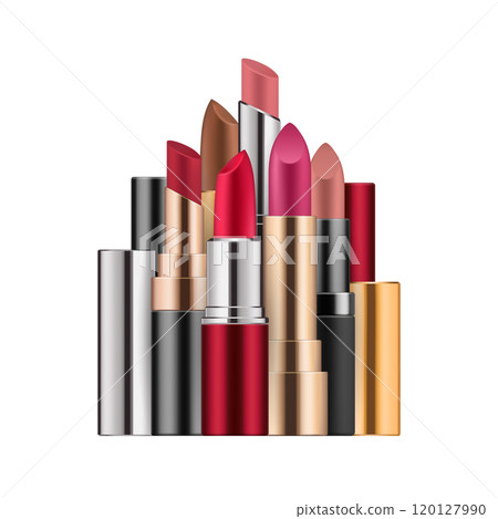 Lipstick set in different colors, open case 120127990